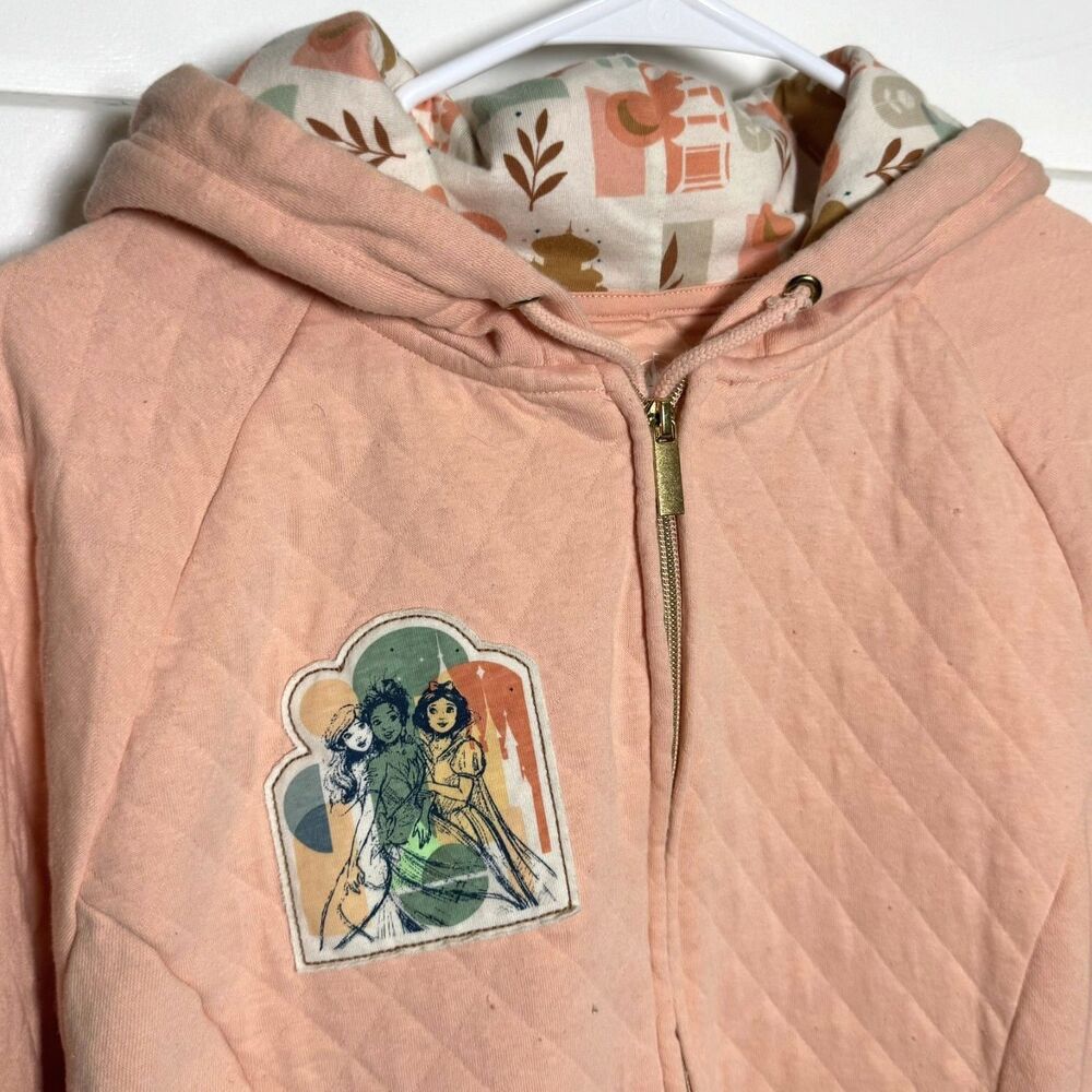 Disney Parks Princess Quilted Full Zip Hoodie Jacket Women's Large Tiana Ariel